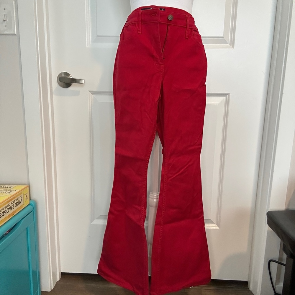 Hollister Red Flare Pants High-Waisted Boot Cut